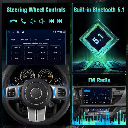 2 32GB Android Car Radio for Toyota Corolla 2013 2014 2015 2016 with Wireless CarPlay Android Auto - 10.1 Inch Touch Screen Stereo for Corolla 2013-2016 with in-Dash GPS Split Screen Backup Camera