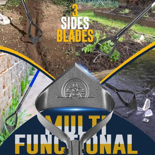 Hoe Garden Tool, Heavy Duty Triangle 52.7 Manual Weeder with Long Handle, Carbon Steel Weed Removing Action Hoe Cultivator for Weeding, Digging, Loosening Soil, Hoeing, Edging