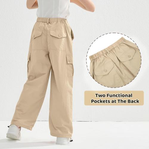 Thread Supply Parachute Pants for Girls Y2K Cargo Trousers with Pockets Harajuku Jogger Pants size : x-small