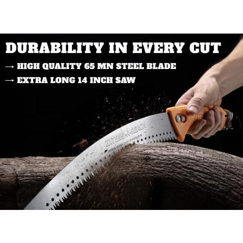 Pruning Manual Hand Saw // Hand Held or with Extension Manual Pole Saw for Tree Trimming // Fits All Extension Poles with Standard US Acme Thread // Tree Limb Hand Saw (Pole Sold Separately)