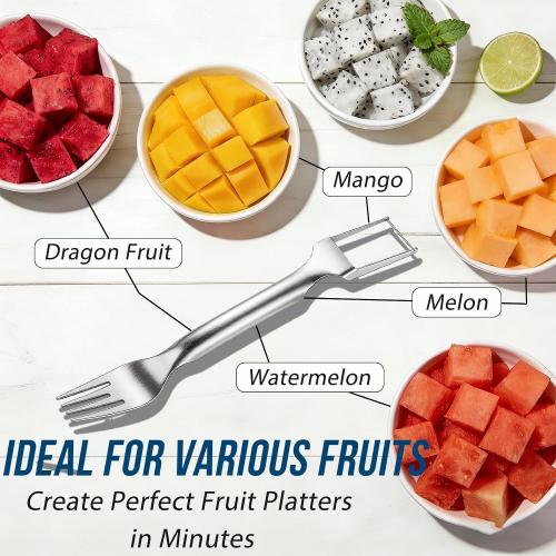 Watermelon Cutter Slicer,2-in-1 Stainless Steel Fruit Fork for Home Kitchen