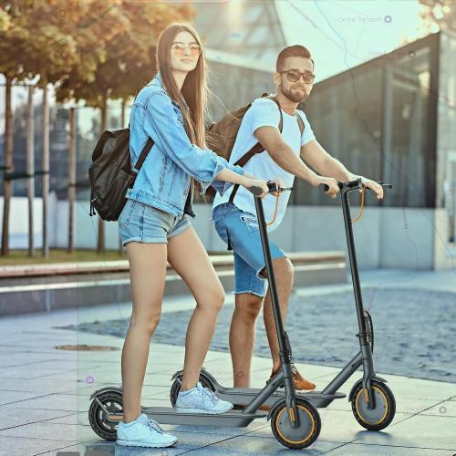 Electric Scooter, 350W Motor, 21-23 Miles Long Range, 19 Mph Speed, 8.5 Portable Folding Commuting Scooter, Double Braking System, Max Load 264Ibs (SP03-21Miles)