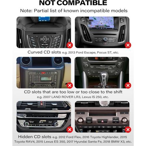 1Zero CD Slot Mount for CarPlay Screen, 360° Rotation Tool-Free Installation CarPlay CD Mount Compatible with 7-11 Inch Portable Car Play Screens & GPS Navigation