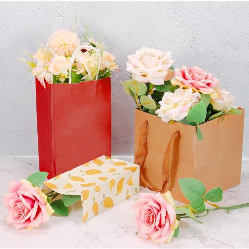 PATIKIL 12x12x12 Inch Square Paper Bag with Handle, 5 Pack Bouquet Packaging Gift Bag for Party Favor, Black