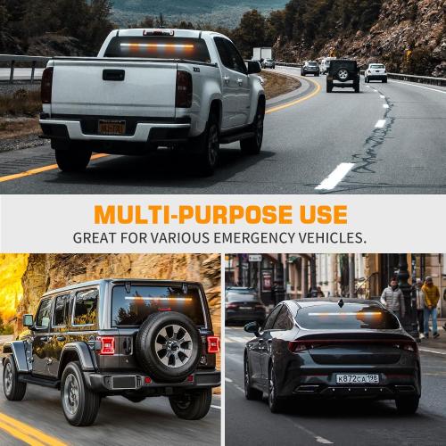 XRIDONSEN 35 inch Traffic Advisor Light Bar 144 LED Amber White Emergency Warning Flashing Safety Interior Windshield strobe lights w/Directional Arrow for Construction Vehicles Snow plow Trucks