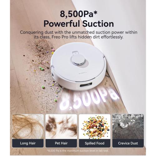 NARWAL Freo Pro Robot Vacuum and Mop Combo, Tangle Free Robot Mop, 8500Pa Powerful Suction, Self-Emptying, Auto Mop Washing, Auto Drying, Obstacle Avoidance, Ideal for Pet Hair and Hard Floor