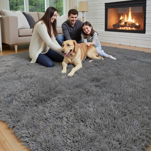 8x10 Area Rugs for Living Room Bedroom Rug, Large Area Rug Shag Shaggy Carpet Soft Plush Furry Bedside, Rugs for Home Decor (Dark Grey, 8x10 Feet)