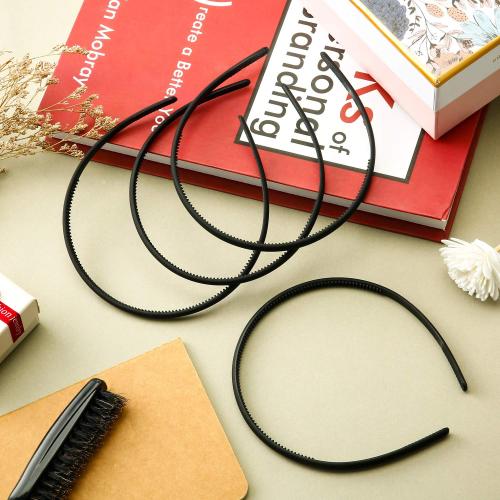 WILLBOND 5 Pieces Plastic Headbands for Women Thin Headband with Teeth Plain Head Bands for Halloween Christmas Women's Hair(8 mm,Rubber Black****)