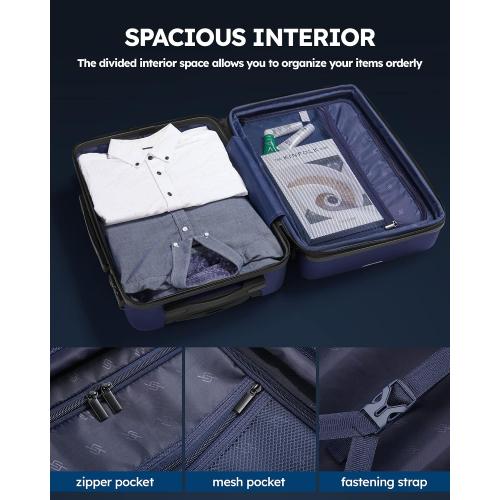 Size Large Color Blue 3 Piece Luggage Sets Expandable, Hardshell Travel Suitcase with Double Spinner Wheels and TSA Lock