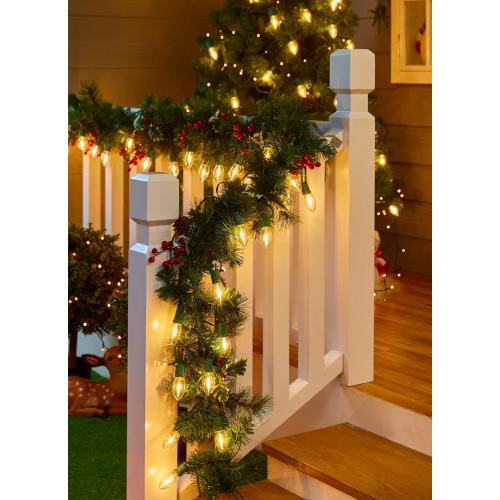 Vintage C9 LED Christmas Lights Outdoor, 100 Feet C9 String Lights with 50 Shatterproof C9 Bulbs, Waterproof Connectable Christmas Tree Lights for Outside Roofline Patio Xmas Decorations, Warm White