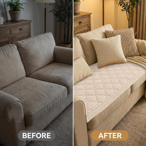 Smiry Pet Couch Covers for Dogs Washable, Non-Slip Fuzzy Couch Covers for 3 Cushion Sofa Pet Friendly, Soft Thick Furniture Protector Sofa Slipcover Mat for Dogs (Apricot, 27.6 x 70.9)