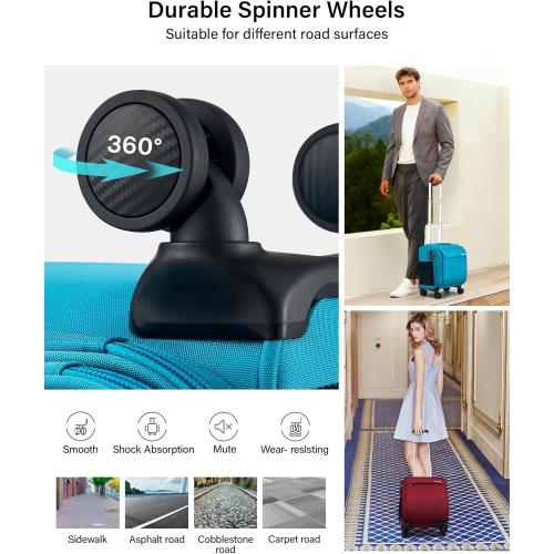 Hanke 16 Inch Underseat Carry On Luggage with Wheels Small Suitcase Softside Luggage Bags for Travel Lightweight Suitcases with Wheels Travel Luggage Personal Item for Men and Women(Caribbean Blue)