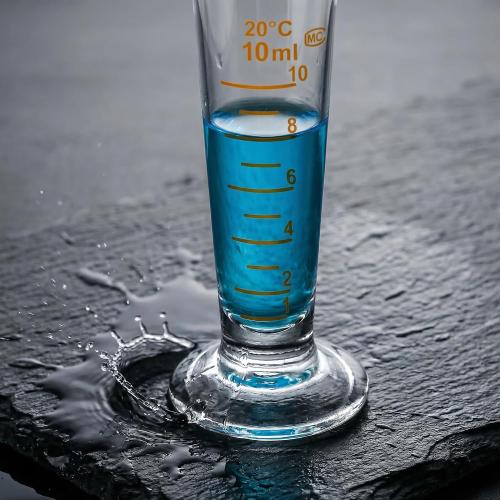 Baluue 10ml Graduated Cylinder, Borosilicate Glass Measuring Cup with Pour Spout, Conical Precise Lab Graduated Measuring Cylinder for Liquid, Science Labware