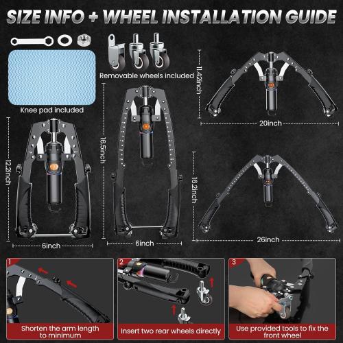 Twister Arm Trainer, 3 in 1 Hydraulic Power Chest Workout Equipment with Ab Roller Wheels and Hooks, Adjustable 22-440lbs Arm Trainer for Men Women, Home Gym Equipment for Full Body Strength Training