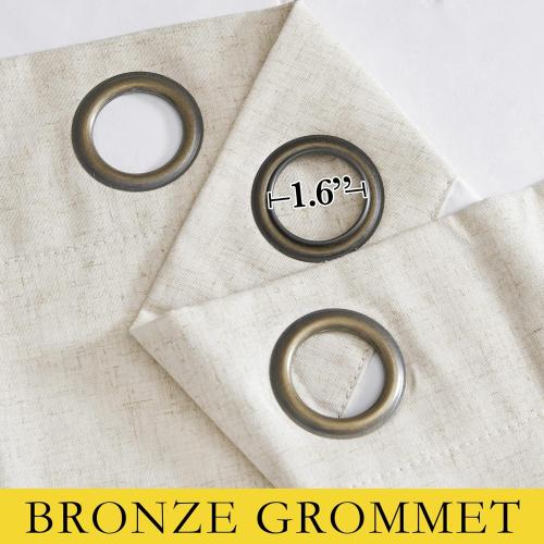 NICETOWN Natural Thick Linen Blend 100% Blackout Curtains 70 Long 2 Panels Set for Bedroom, 34 Wide, Rustic Grommet Thermal Insulated Flax Textured Full Blackout Window Draperies with White Liners