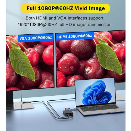 USB 3.0 to HDMI VGA Adapter, USB to VGA HDMI Adapter for 2 Monitors, 1920 * 1080P@60HZ Full HD Display Video Converter Comaptible with Windows 7/8/8.1/10 and Mac OS Systems