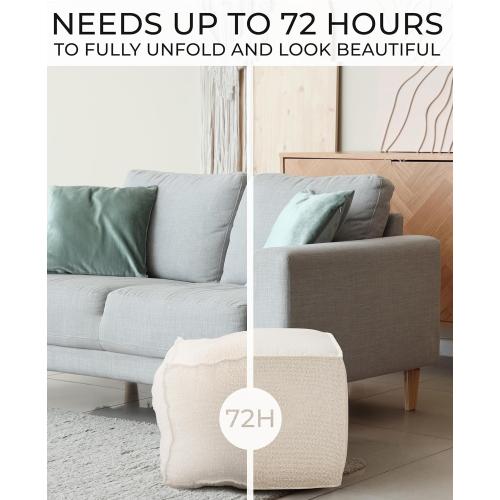 ZICOTO Beautiful Boucle Pouf Ottoman and Foot Rest - Elevate Your Living Room Decor with Lightweight Comfort and Charm - A Round Modern Foam Filled Foot Stool Perfect to Rest Your Feet