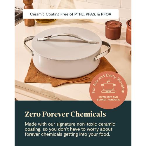 Caraway Rondeau - 6 Qt Non-Stick Pan with Lid - Free From Forever Chemicals - Perfect for Searing, Braising, & Roasting - Gray NEEDS CLEANING