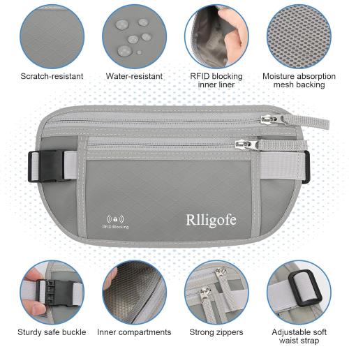 Money Belt for Travel Women and Men Hidden - Slim RFID Blocking Travel Wallet with Secure Anti-Theft Pouch, Passport Holder for Passport, Credit Cards, Cash Under Clothes