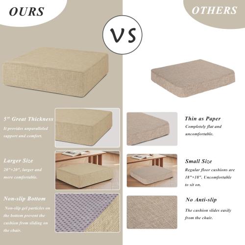 COLOR DARK BROWN Recliner Cushions for Elderly 20x20x5 Extra Large Seat Cushion for Couch Armchair Wicker Chairs Square Chair Cushions with Non-Slip Backing and Textured Washable Cover