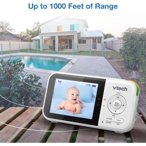 VTech VM819 Baby Monitor with Camera and Audio, 2.8” Screen Portable Baby Camera, Night Vision, 2-Way Audio, Temperature Sensor and Lullabies, Secure Transmission No WiFi, Ideal for Baby/Elderly/Pet