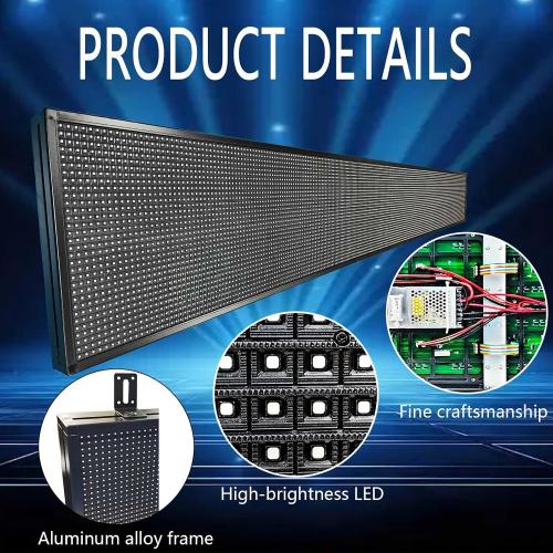 HS Programmable Led Sign Scrolling Outdoor Digital Display Screen Open neon Signs Banner for Business Store Advertising, Electronic Message Board for Restaurants Window Truck , High Brightness Full Color WIFI Control Customized Text P10 115’’x14’’