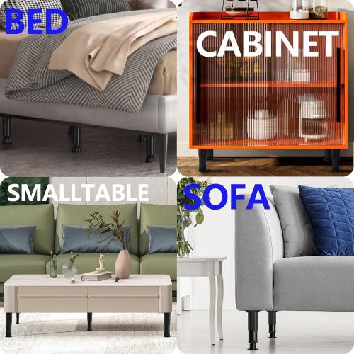 Set of 4PC Color Black Bed Frame Support Legs Stabilizer Replacement Universal Slat Reinforcement 5.9-11 inch Black