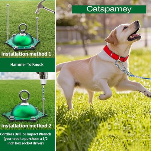 Catapamey Dog Tie Out Cable and Stake,360°Swivel Dog Run Anchors-with 15FT Heavy Duty tie Out Cable- No Tangle,Dog Runner for Yard- Up to 200 lbs,for Outdoor Camping Gift
