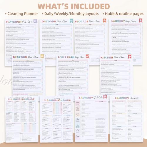 ADHD Cleaning Planner for Adults – Undated Daily, Weekly & Monthly Cleaning Schedule & Checklist – Household Chores Organizer Notebook for Home Management, Routine Tracking Family Cleaning Tasks