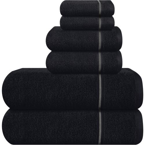 ‼️COLORS MAY VARY‼️MyOwn Ultra Soft 6 Pack Cotton Towel Set, Contains 2 Bath Towels 28x55 inch, 2 Hand Towels 16x24 inch & 2 Wash Coths 12x12 inch, Ideal Everyday use, Compact & Lightweight - PINK
