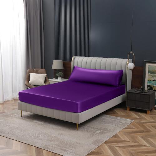 Homiest Purple Satin Fitted Sheet - Twin Size, Deep Pocket, Luxury & Ultra Soft Bedding