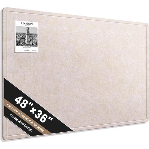 Size 48 X 36 Large Bulletin Board, 48 X 36 Inches Felt Cork Board with 40 Pushpins, Foldable Felt Notice Pin Board Photo Display Board with Self-Adhesive Tape for Office Home School