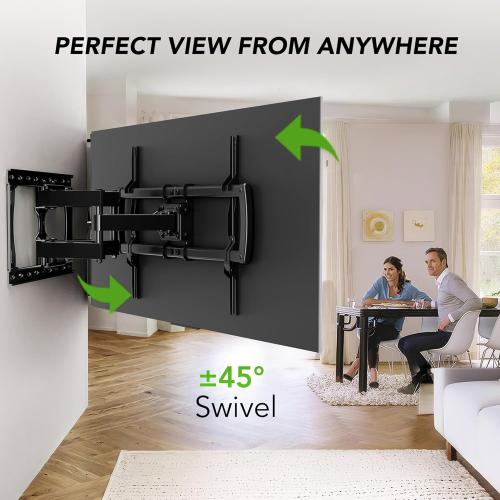 Full Motion TV Wall Mount Bracket for Most 32-85 inch TVs,TV Mount with Dual Articulating Arms,Tilt/Swivel/Extension/Leveling,Fits 8” 12” 16 Studs,Max VESA 600x400mm, Holds up to 132lbs