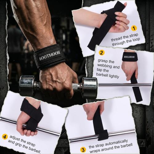 Lifting Wrist Straps for Weightlifting, One-Hand Snap Lock