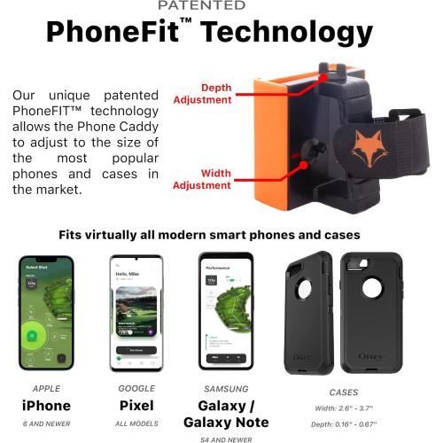 Phone Caddy – Adjustable Golf Cart Phone Holder with Secure Strap for Hands-Free GPS & Golf Apps – Universal Fit - Black
