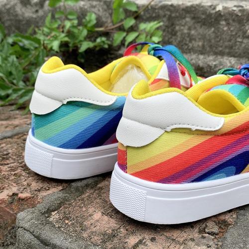 Rainbow Ombre White Sneakers for Women Casual Street Style Athletic Shoes with Gradient Design SIZE 11-11.5 WOMENS