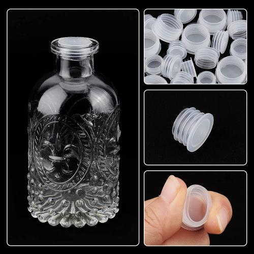 GORGECRAFT 5 Size 50PCS Salt and Pepper Shaker Stoppers Plastic Salt Shaker Plug Stopper 18.5/19.5/21.5/22.5/28mm Replacement Plug Bottle Caps Reusable Clear Round End Cap for Bottles Pipes