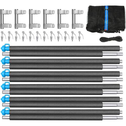 Zoomster Trampoline Replacement Enclosure Poles with Clamp and Hardware Fits 6 Straight Poles Trampoline (No Tool Needed. Can be Assembled by only one Adult)