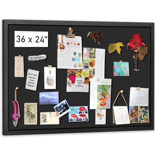 Miratino Large Bulletin Board, 36 x 24 Black Cork Boards for Walls with Frame, Pin Display Board Vision Board for Home School Office Decor