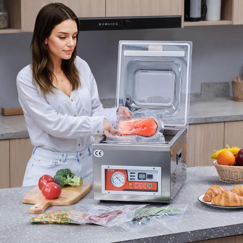 VEVOR Chamber Vacuum Sealer, DZ-260A 6.5 cbm/h Pump Rate, Excellent Sealing Effect with Automatic Control, 110V/60Hz Professional Foods Packaging Machine Used for Fresh Meats (260W)