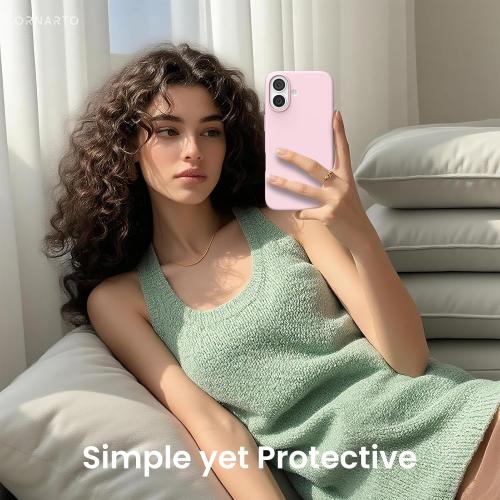 ORNARTO Compatible with iPhone 17 Case 6.3, Slim Liquid Silicone 3 Layers Full Covered Soft Gel Rubber Phone Case Protective Cover 6.3 Inch, Chalk Pink