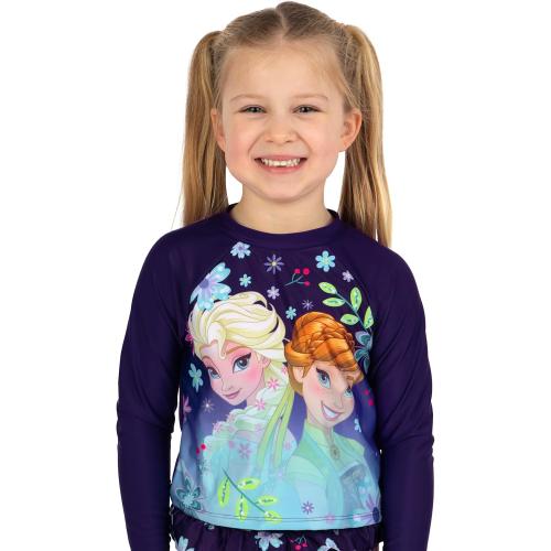 Disney Swimsuit, Long Sleeve Girls Bathing Suit, Elsa and Anna Girls Swimsuit, Kids Bathing Suit - Size 8