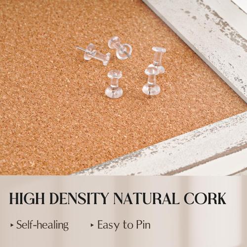 Cork Board Bulletin Board, 36 x 24 Corkboard for Wall, Rustic White Wooden Frame, Hanging Pin Board for Home & Office Decor, 10 Push Pins