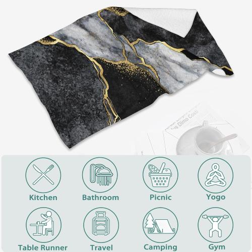 2 Pack Hand Bath Towel,Black and White Marble Fingertip Towel Decorative Bath Towel Bathroom Kitchen Towel Set Highly Absorbent SPA Gym Towels 14x28 Inch