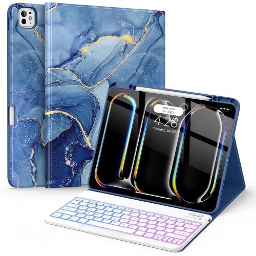 Soke Keyboard Case for iPad Pro 13 Inch (M5 2025/M4 2024), Ocean Marble