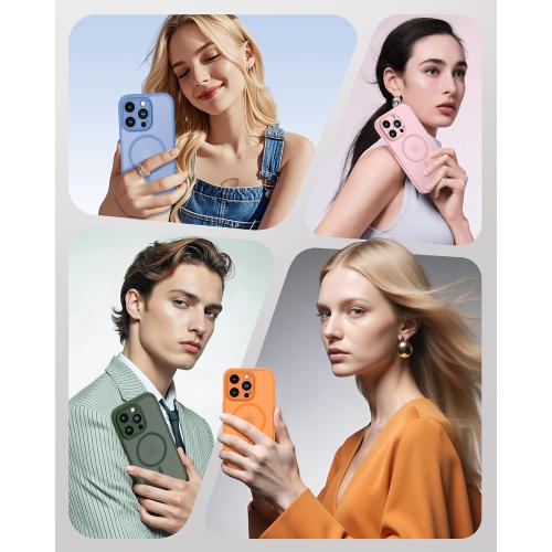 TOCOL Magnetic for iPhone 14 Pro Case, Upgraded Full Camera Protection, Compatible with Magsafe, Drop Protection, Translucent Matte Back Phone Cover 6.1 inch (Light Blue)