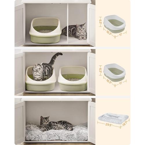 Feandrea Cat Litter Box Enclosure, Litter Box Furniture Hidden with Removable Divider, Indoor Cat House, End Table, 31.5 x 20.9 x 19.7 Inches, White UPCL002W01