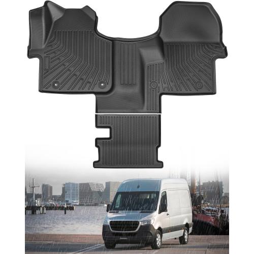 Icyhaws® Floor Mats for Mercedes Benz Sprinter 2500/3500 2019-2025 With 1st Row Bucket Seats, All-Weather TPE Rubber Car Mats, Driver & Passenger Floor Liners Accessories for Sprinter Cargo Van Models