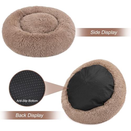 Size Small Color Brown  Orthopedic Dog Bed Comfortable Donut Cuddler Round Pet Beds Ultra Soft Washable Dog and Cat Cushion