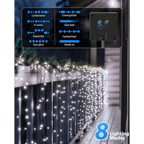 Brightown 2 Pack Solar String Lights for Outside, Each 46Ft 120 LED Solar String Lights Outdoor with 8 Modes, IP65 Waterproof Solar Lights for Patio Yard Wedding Garden Party Decorations, Cool White